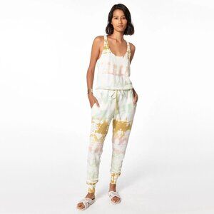 NWT Young Fabulous & Broke Eberhart green & pink tie dye jumpsuit, XS
